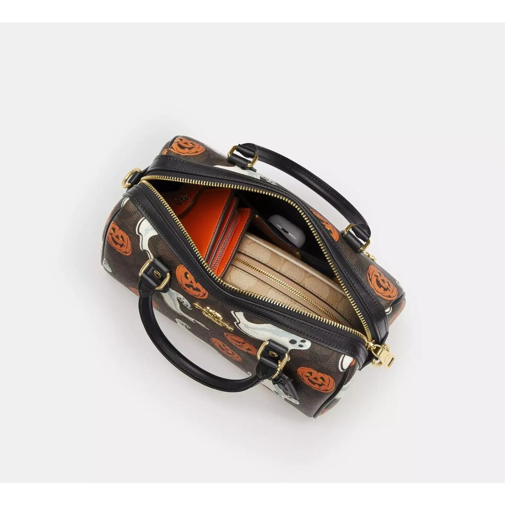 Coach Rowan Satchel Bag In Signature Canvas With Halloween Print NWT Walnut 2025 - Picture 4 of 16